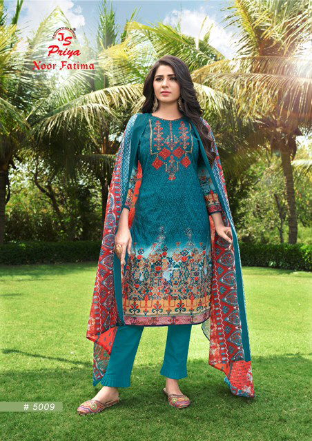 Js Priya Noor Fatima 5 Latest Fancy Collection Of Designer Printed Pure Cotton Dress Material